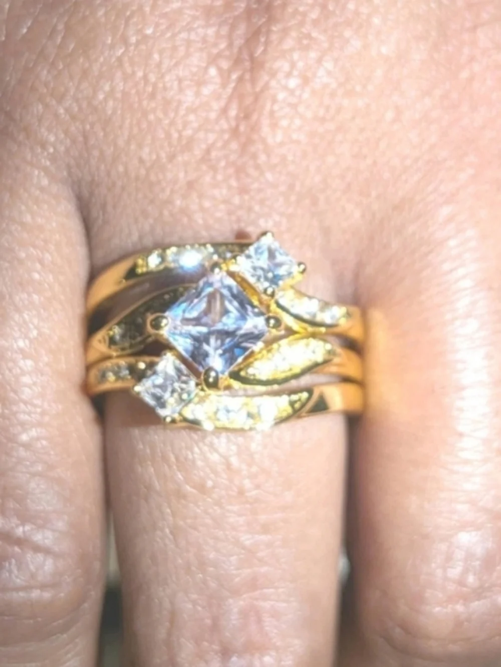3ct Lab Created Diamond Engagement Bridal Ring Set 14k Yellow Gold Plated 10